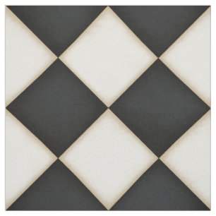 Black & Antique White Diamonds (large scale) Fabric