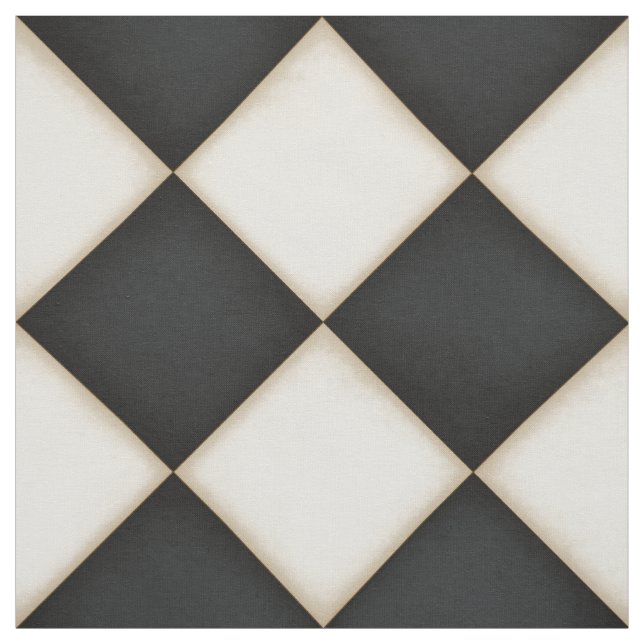Black & Antique White Diamonds (large scale) Fabric (Swatch)