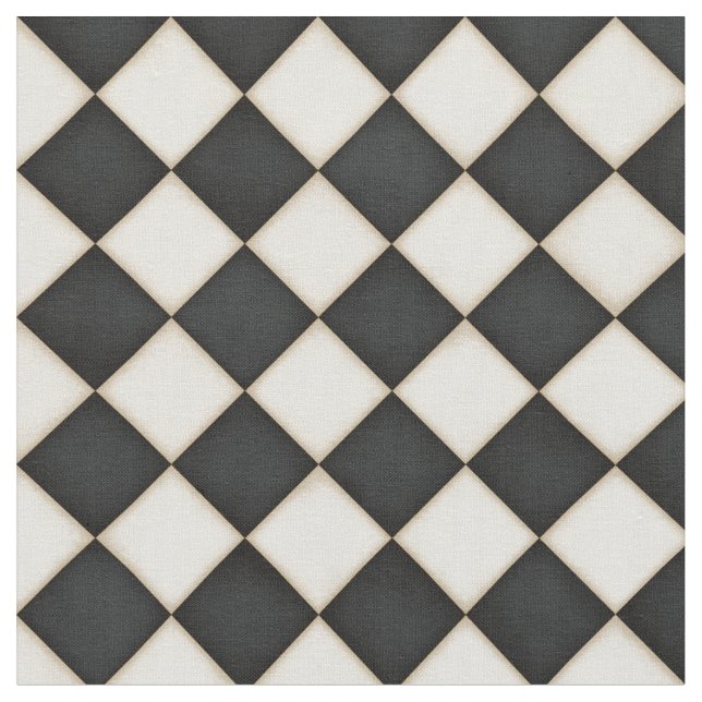 Black & Antique White Diamonds (small scale) Fabric (Close Up)