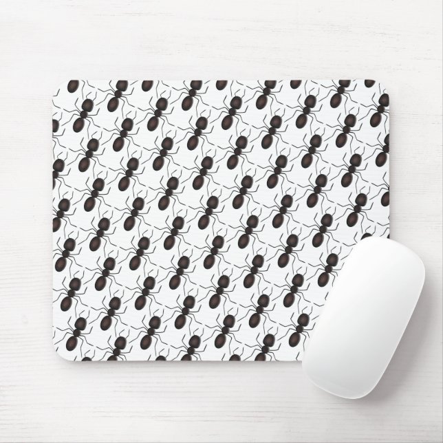 Black Ants On White  Mouse Pad (With Mouse)