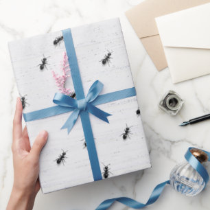 Black Ants on Whitewashed Wood Wrapping Paper