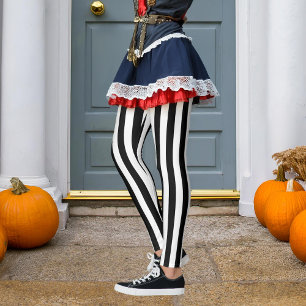 Black & Any Colour Vertical Stripe Pirate Hallowee Leggings