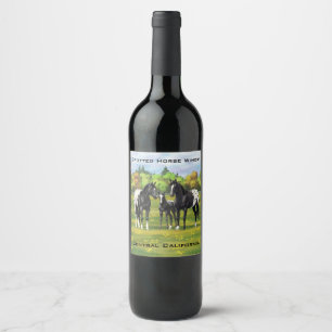 Black Appaloosa Horses In Summer Pasture Wine Label