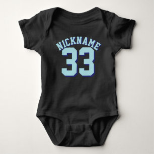Black & Aqua Baby   Sports Jersey Design Bodysuit