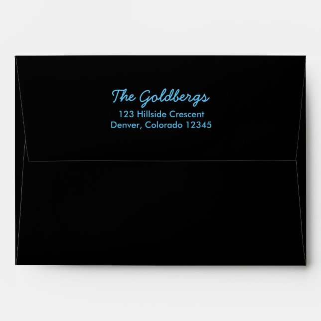 Black Aqua Blue A7 Envelope (Back (Top Flap))