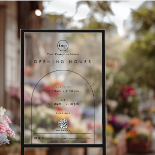 Black Arch Company Logo QR code Opening Hours Acrylic Sign