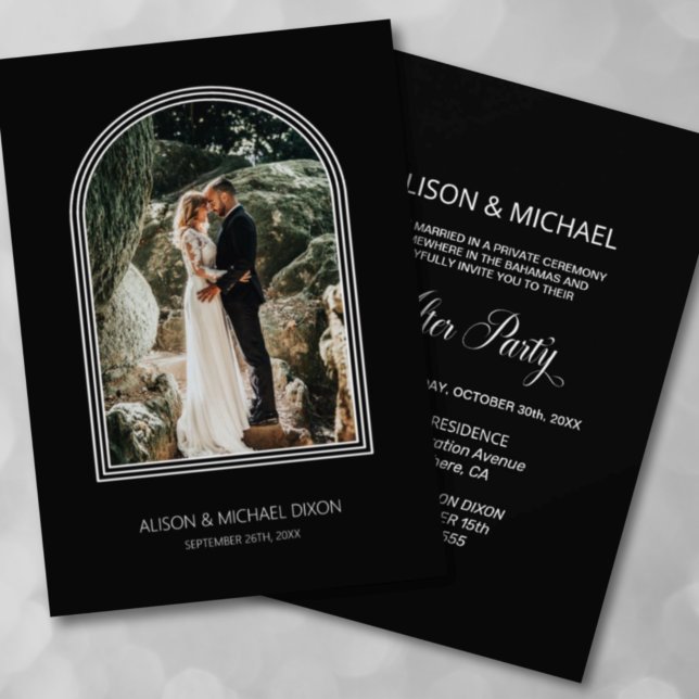 Black Arch Custom Photo Wedding Reception Invitation (Creator Uploaded)