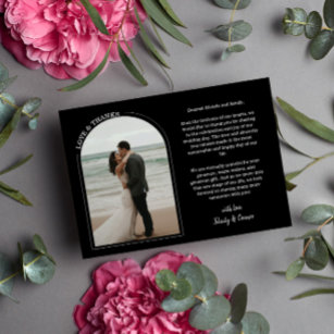 Black Arch Wedding Photo Love & Thanks Thank You Card