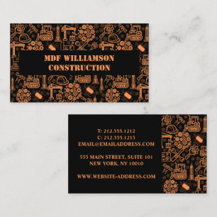 black Architectural Blueprint Engineer Pattern Business Card