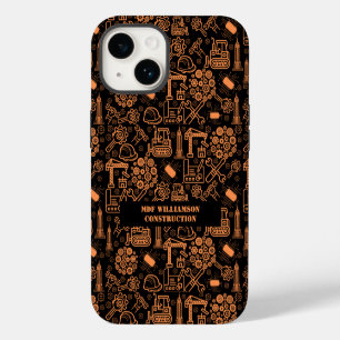 black Architectural Blueprint Engineer Pattern iPhone 14 Case