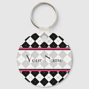 Black Argyle Keychain