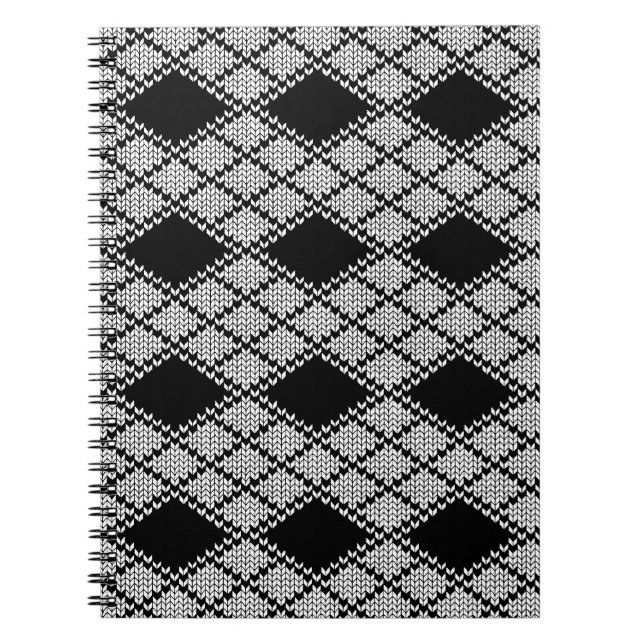 BLACK ARGYLE KNIT 6.5x8.75 Notebook (Front)
