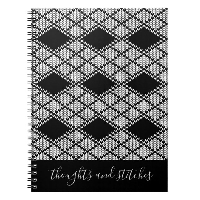 BLACK ARGYLE KNIT 6.5x8.75 Notebook + Text  (Front)