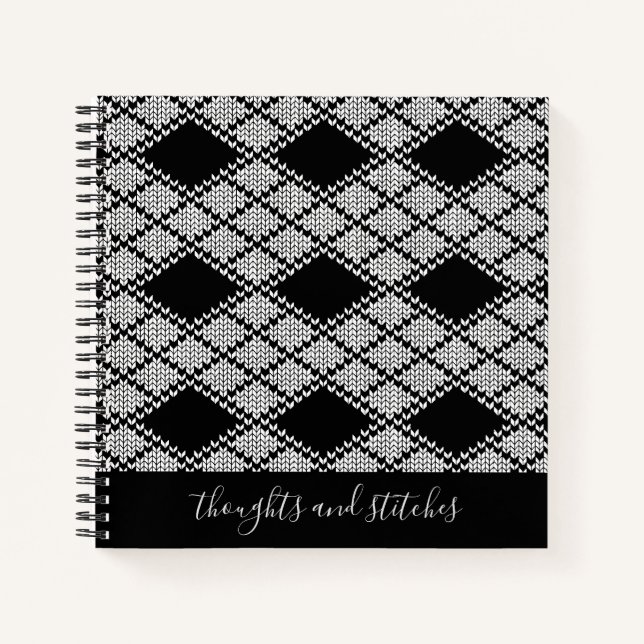 BLACK ARGYLE KNIT 8.5x8.5 Notebook + Text  (Front)