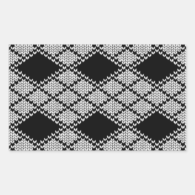 BLACK ARGYLE KNIT Rectangle Stickers (Front)