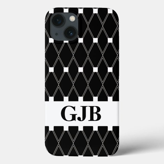 Black Argyle Lattice with monogram Case-Mate iPhone Case (Back)