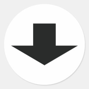 black arrow down classic round sticker