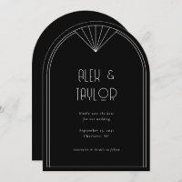 Black Art Deco Arch Frame Wedding Save the Date