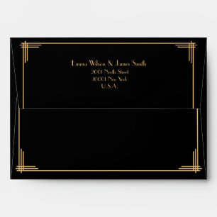 Black Art Deco Great Gatsby Wedding Envelopes A7