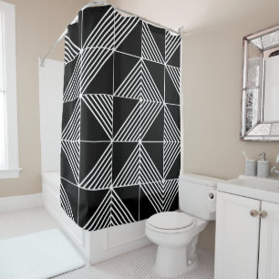 Black Art Deco Lines  Shower Curtain