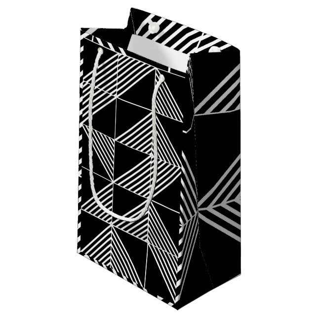 Black Art Deco Lines  Small Gift Bag (Front Angled)