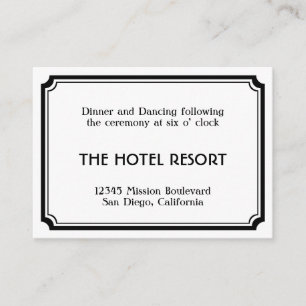Black art deco retro wedding reception enclosure card