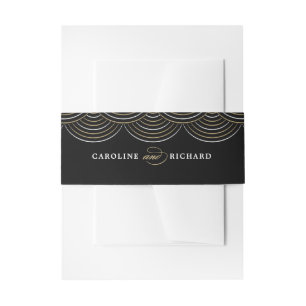 Black Art Deco String Lights Invitation Belly Band