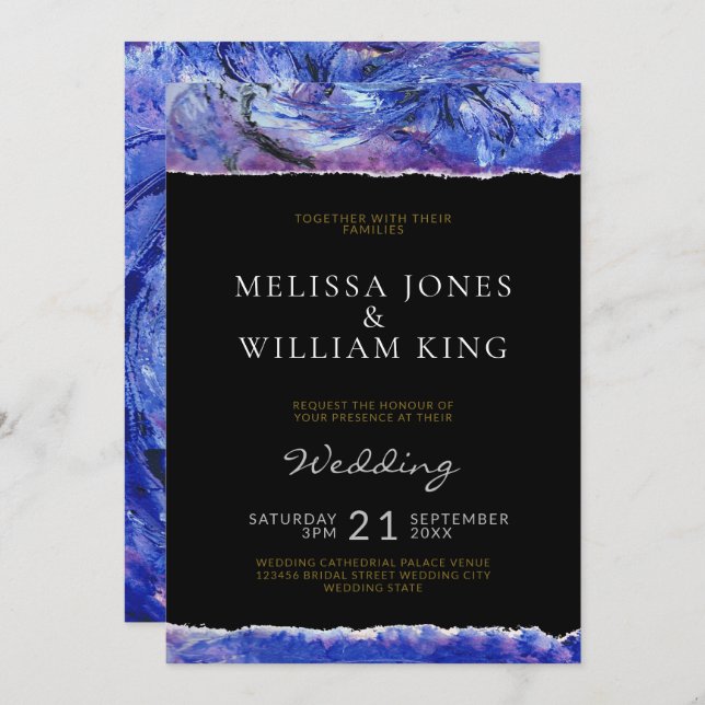 Black Art Wedding Invitation (Front/Back)