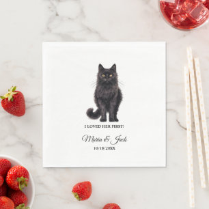 Black Asian Cat Pet Wedding Full Colour Napkin