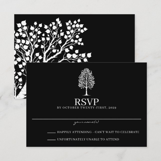 Black Aspen Wedding RSVP Card (Front/Back)