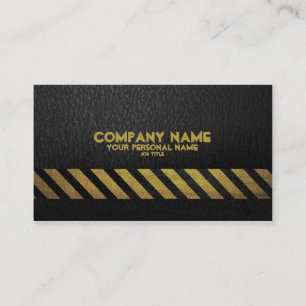 Black Asphalt Construction Build Hazard Stripe Business Card