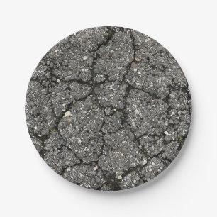 Black Asphalt Street Paving Cement Paper Plate