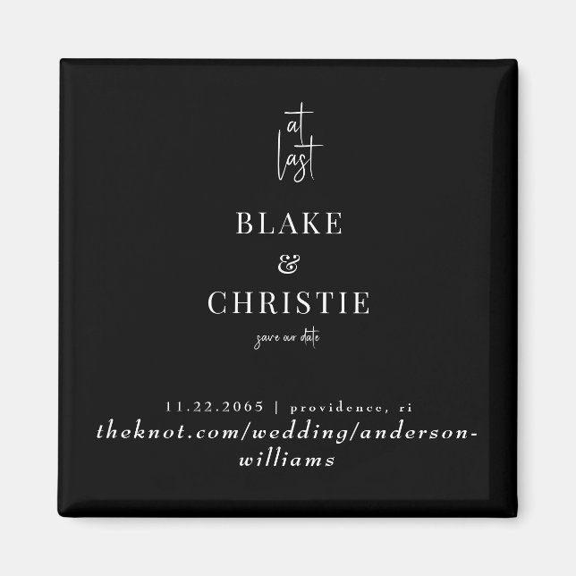 Black At Last Wedding Save the Date Magnet (Front)