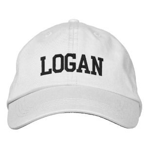 Black Athletic Block Monogram Custom Name Embroidered Hat