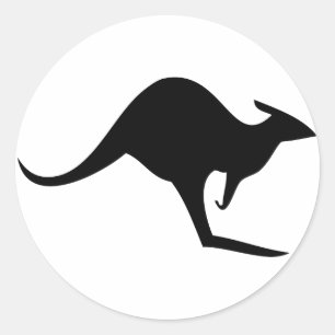 black australian kangaroo - australia classic round sticker