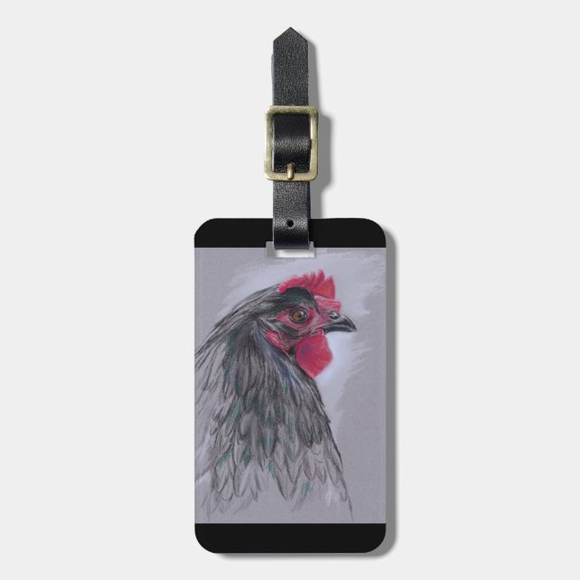 Black Australorp Hen Luggage Tag (Front Vertical)