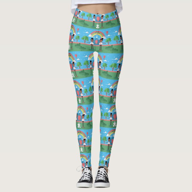 black autism awareness kids leggings (Front)