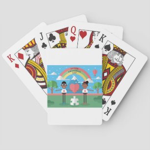 black autism awareness kids playing cards