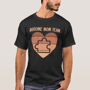 Black Autism Mum Ausome Mum Team Puzzle Piece Neur T-Shirt
