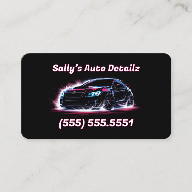Black Auto Detailer Business Card (Front)