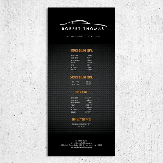 BLACK AUTO DETAILING, AUTO REPAIR RACK CARD (Creator Uploaded)