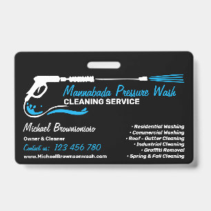 Black Auto Pressure Washing Power Wash CLEANING ID Badge
