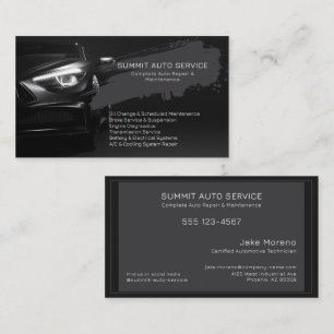 Black Auto Service & Repair Professional Business Card