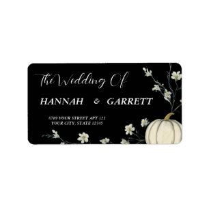 Black Autumn Pumpkin Wedding Address Label