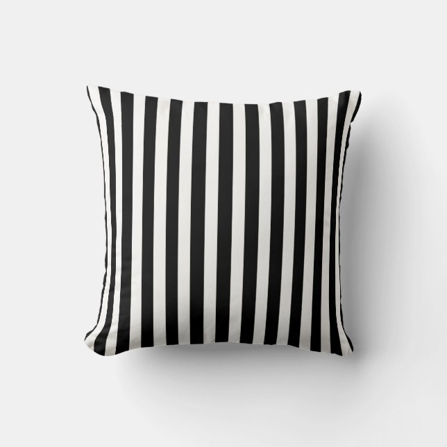 Black Autumnal Stripes with monogram Cushion (Front)