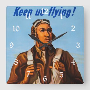 Black Aviators US Fighter Pilots of WW2  Square Wall Clock