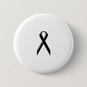 Black awareness ribbon 6 cm round badge