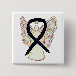 Black Awareness Ribbon Angel Custom Art Pins