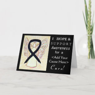 Black Awareness Ribbon Angel Custom Cause Cards