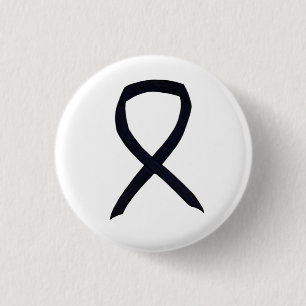 Black Awareness Ribbon Art Customised Message Pins